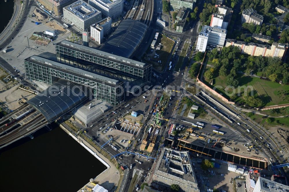 Berlin OT Moabit from above - View of the Berlin Central Station