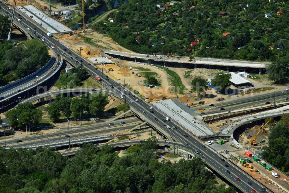 Warschau from above - View of the glass roof mounting for expansion of the expressway Trasa Armii Krajowej in Warsaw in Poland