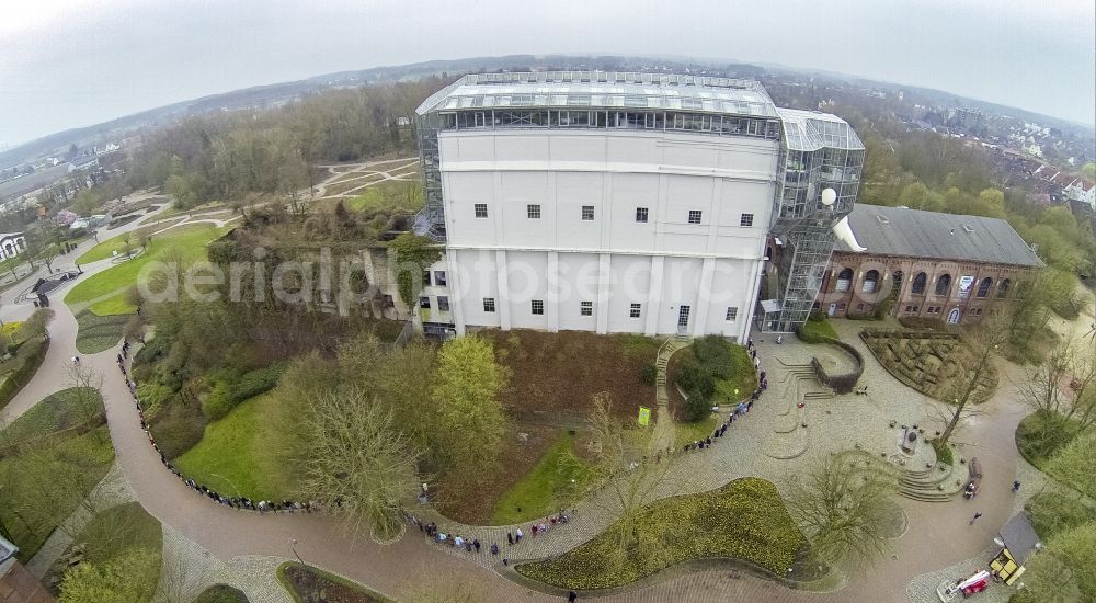 Hamm from the bird's eye view: The former building of the coal washing plant was rebuilt in 1984 by the artist and architect Horst Rellecke. The Glass Elephant is in the Maximilian Park in Hamm in North Rhine-Westphalia, is landmark of Hamm and offers panoramic views