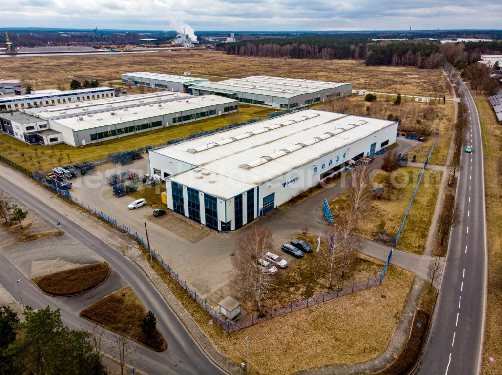 Aerial photograph Eberswalde - Glass manufacturer Semcoglas in Eberswalde in the state Brandenburg, Germany