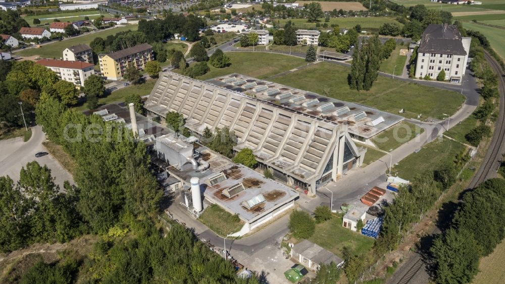 Aerial photograph Amberg - The Glasfactory or so called Glascathedral in the district Bergsteig in Amberg in the state Bavaria, was the last building planed by famous architect, designer and founder of Bauhaus Walter Gropius