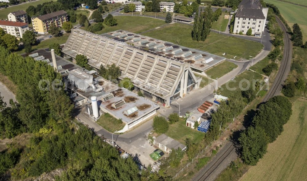 Amberg from above - The Glasfactory or so called Glascathedral in the district Bergsteig in Amberg in the state Bavaria, was the last building planed by famous architect, designer and founder of Bauhaus Walter Gropius