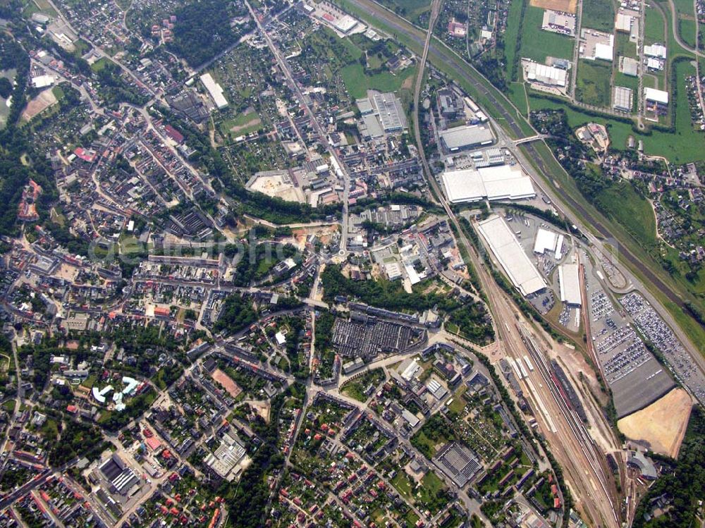 Aerial image Glauchau (Sachsen) - Blick auf die Stadt Glauchau nördlich von Zwickau.