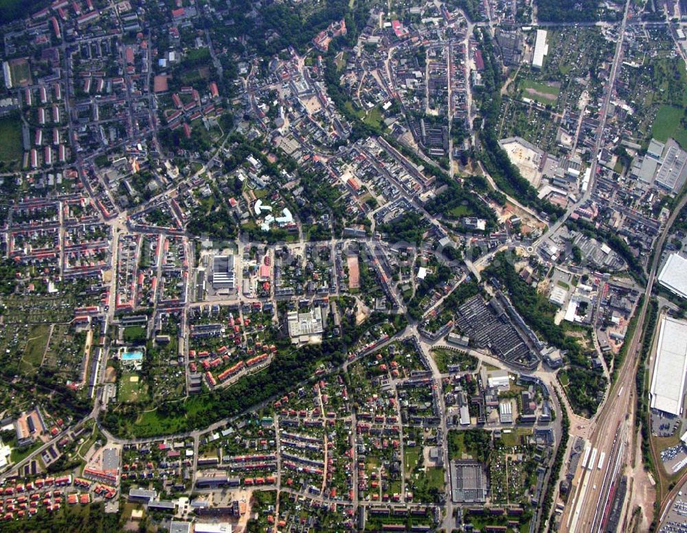 Aerial photograph Glauchau (Sachsen) - Blick auf die Stadt Glauchau nördlich von Zwickau.