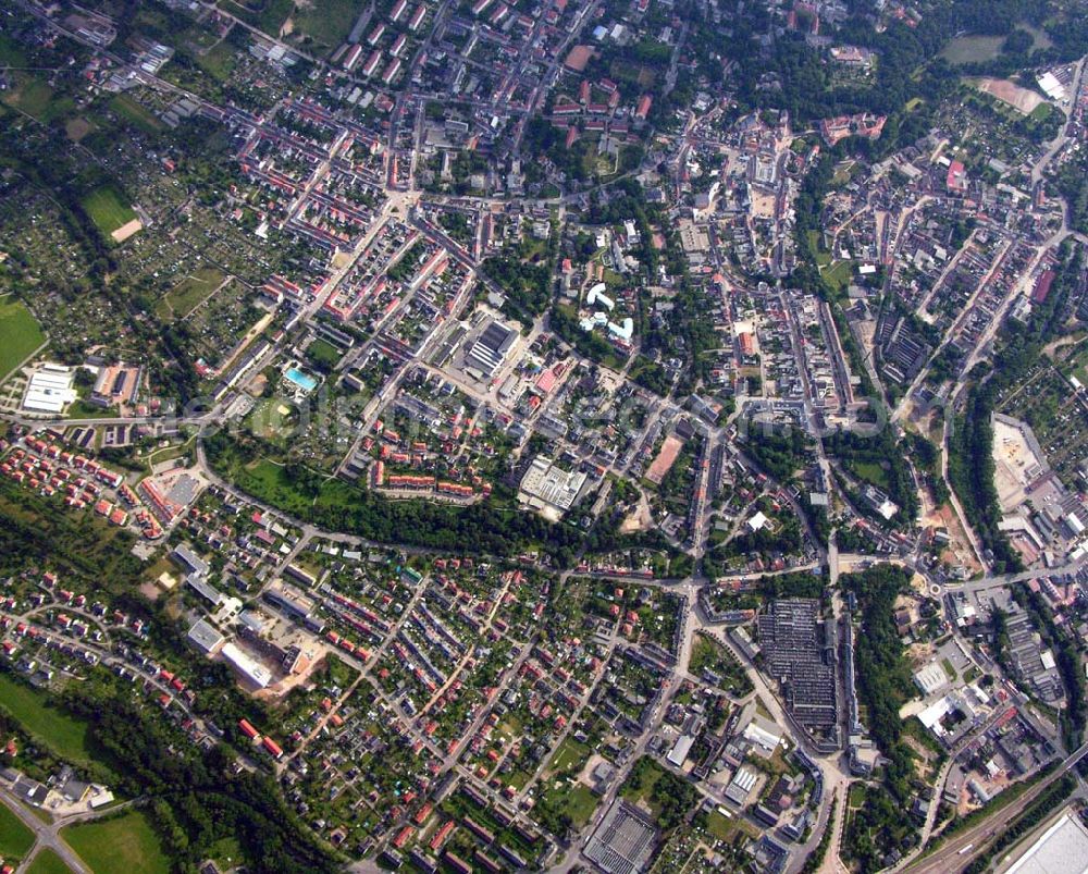 Glauchau (Sachsen) from above - Blick auf die Stadt Glauchau nördlich von Zwickau.