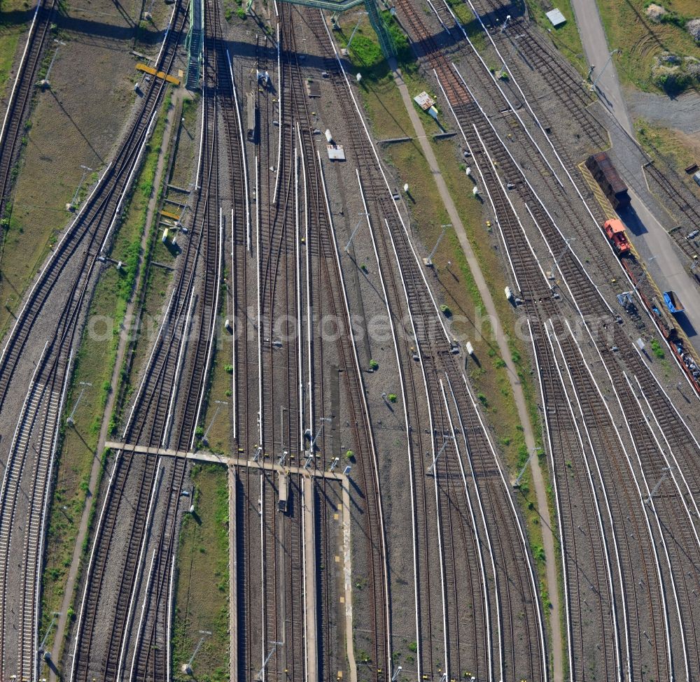 Aerial image Berlin - Trackage subway BVB at the depot of the operating plant in Berlin Britz