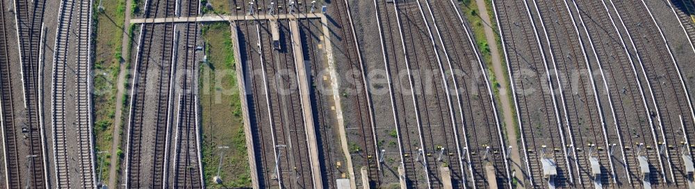 Aerial image Berlin - Trackage subway BVB at the depot of the operating plant in Berlin Britz