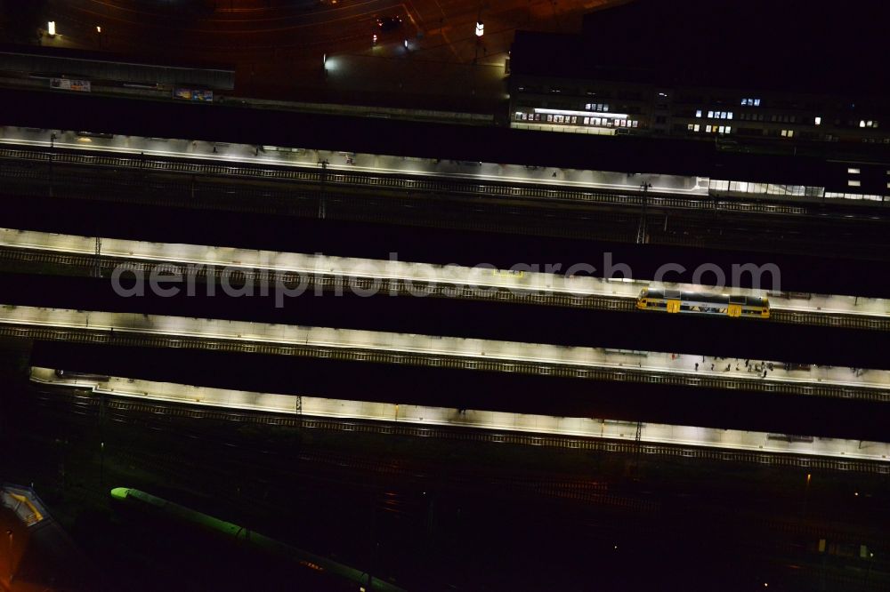 Berlin from above - Railway tracks and platforms of the station Lichtenberg in Berlin