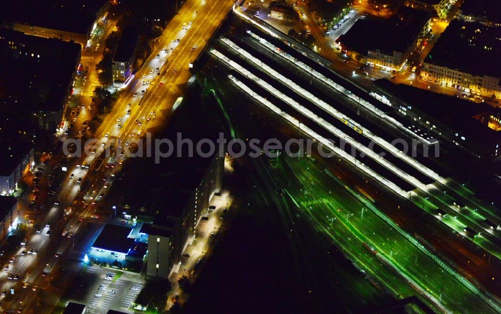 Berlin from above - Railway tracks and platforms of the station Lichtenberg in Berlin