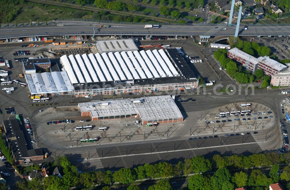 Aerial image Bremen - Tracks of Bremer Strassenbahn AG at the depot of the operating plant in the district Neustadt in Bremen, Germany