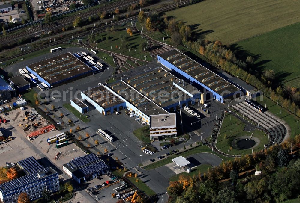 Jena from above - Railway triangle at the district Burgau from Jena in Thuringia