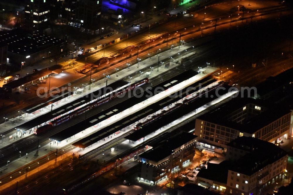 Aerial image München - Night view Station railway building Orleansplatz in Munich in the state Bavaria