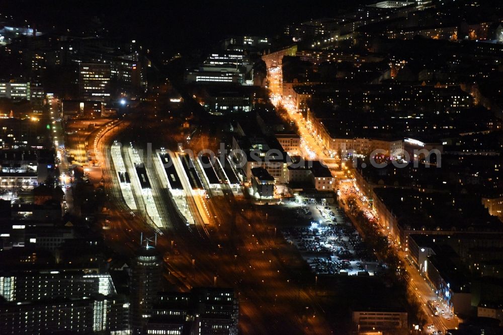 Aerial image München - Night view Station railway building Orleansplatz in Munich in the state Bavaria