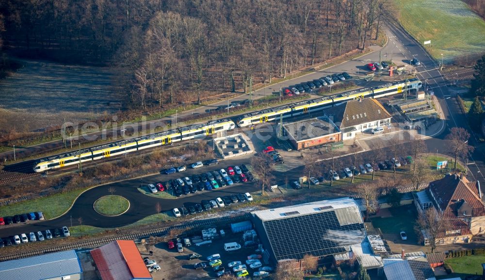 Aerial image Hamm - Station railway building Bockum-Hoevel of the Deutsche Bahn in Hamm in the state of North Rhine-Westphalia