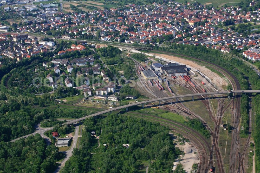 Aerial image Weil am Rhein - Station railway building of the Deutsche Bahn in Weil am Rhein in the state Baden-Wuerttemberg