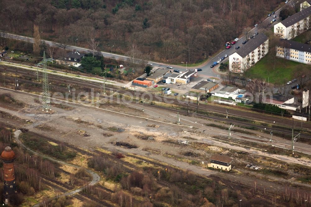 Duisburg from the bird's eye view: Wedau Station railway building of the Deutsche Bahn in Duisburg in the state North Rhine-Westphalia