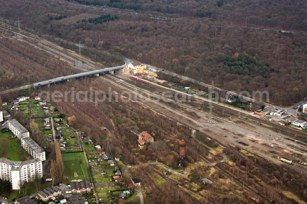 Aerial image Duisburg - Wedau Station railway building of the Deutsche Bahn in Duisburg in the state North Rhine-Westphalia