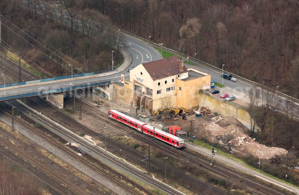 Duisburg from above - Wedau Station railway building of the Deutsche Bahn in Duisburg in the state North Rhine-Westphalia