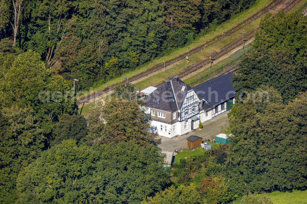 Aerial photograph Binolen - Station railway building of the Deutsche Bahn in Binolen in the state North Rhine-Westphalia, Germany