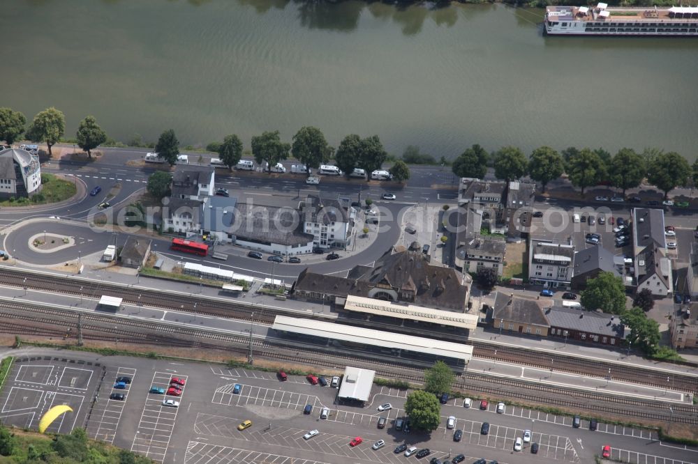 Aerial image Cochem - Station railway building of the Deutsche Bahn in Cochem in the state Rhineland-Palatinate, Germany