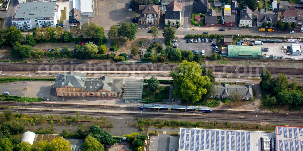 Aerial image Dorsten - Station railway building of the Deutsche Bahn in Dorsten in the state North Rhine-Westphalia