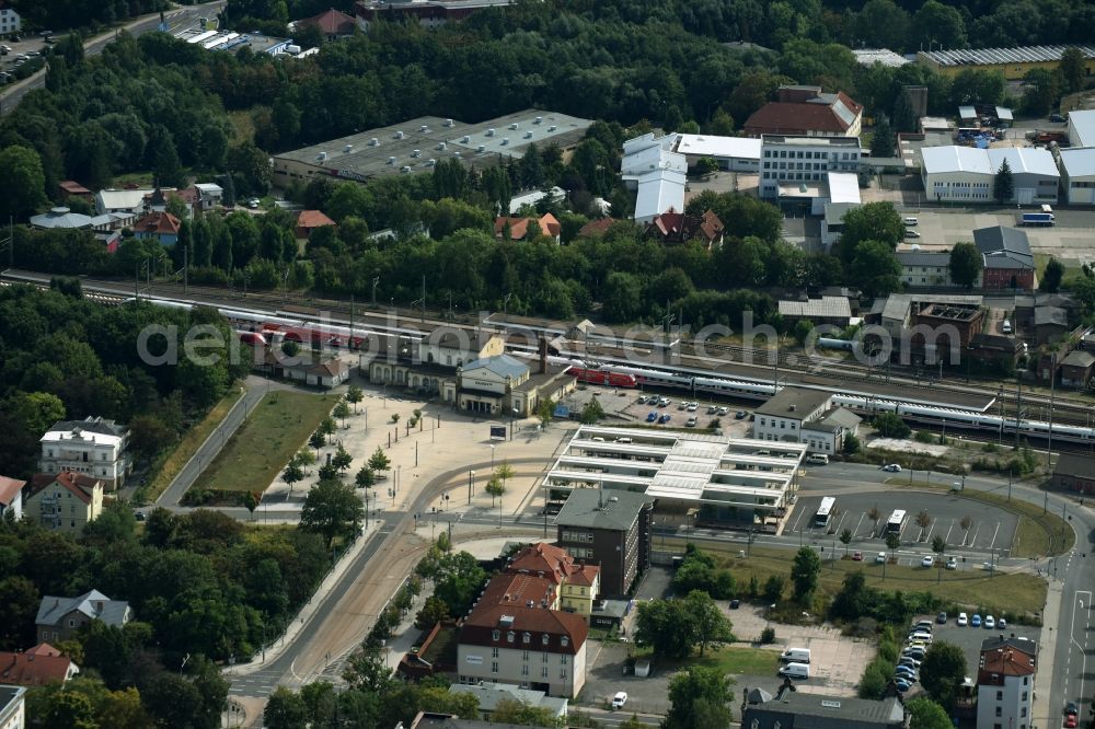 Aerial image Gotha - Station railway building of the Deutsche Bahn in Gotha in the state Thuringia