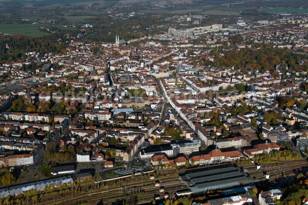 Aerial photograph Görlitz - Station railway building of the Deutsche Bahn in Goerlitz in the state Saxony, Germany