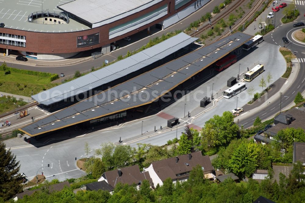 Aerial image Gummersbach - Station railway building of the Deutsche Bahn in Gummersbach in the state North Rhine-Westphalia, Germany