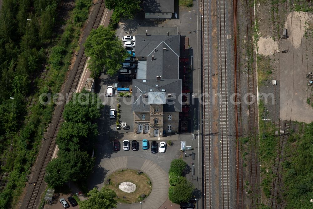 Aerial image Hattingen - Station railway building of the Deutsche Bahn in Hattingen in the state North Rhine-Westphalia, Germany