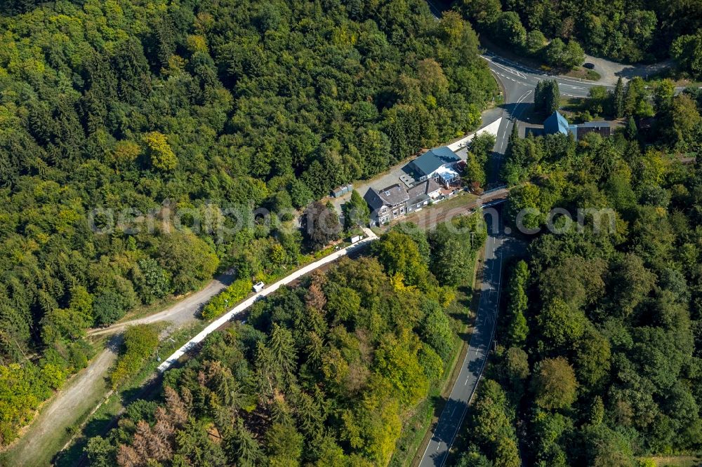 Aerial photograph Hilchenbach - Station railway building of the Deutsche Bahn in Hilchenbach in the state North Rhine-Westphalia, Germany