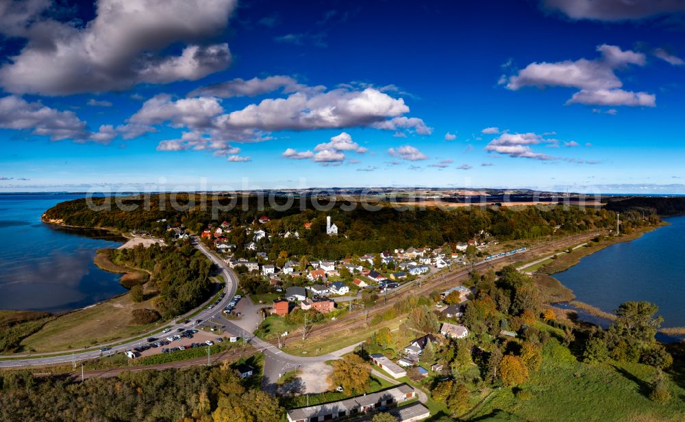 Lietzow from above - Station railway building of the Deutsche Bahn on street Am Bahnhof in Lietzow in the state Mecklenburg - Western Pomerania, Germany