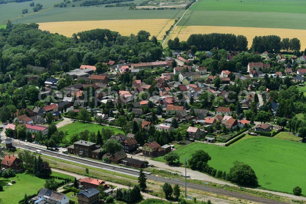 Aerial photograph Nienhagen - Station railway building of the Deutsche Bahn in Nienhagen in the state Saxony-Anhalt