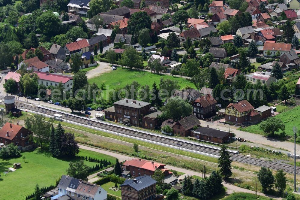 Aerial photograph Nienhagen - Station railway building of the Deutsche Bahn in Nienhagen in the state Saxony-Anhalt