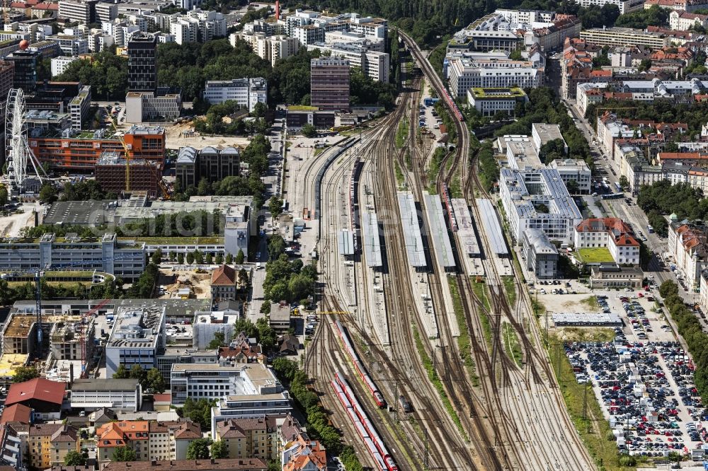 Aerial image München - Station railway building of the Deutsche Bahn in the district Au-Haidhausen in Munich in the state Bavaria, Germany