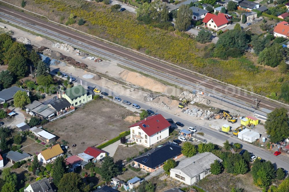 Werneuchen from above - Station railway building of the Deutsche Bahn in Werneuchen in the state Brandenburg, Germany