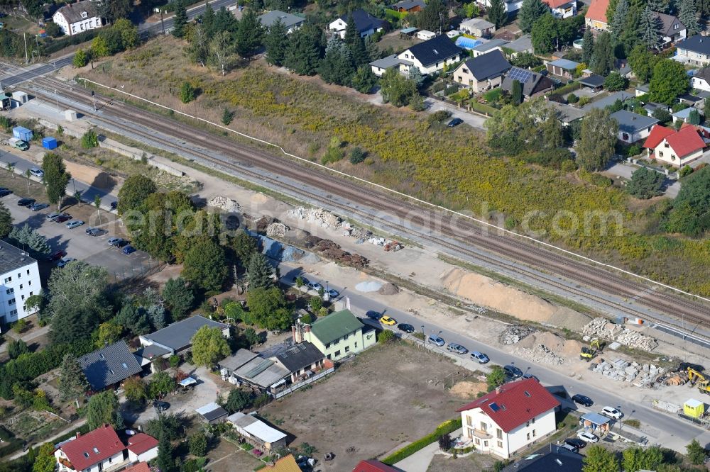 Werneuchen from the bird's eye view: Station railway building of the Deutsche Bahn in Werneuchen in the state Brandenburg, Germany