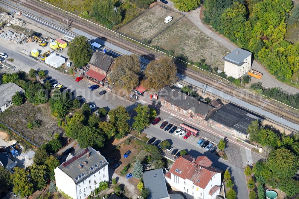 Aerial image Werneuchen - Station railway building of the Deutsche Bahn in Werneuchen in the state Brandenburg, Germany