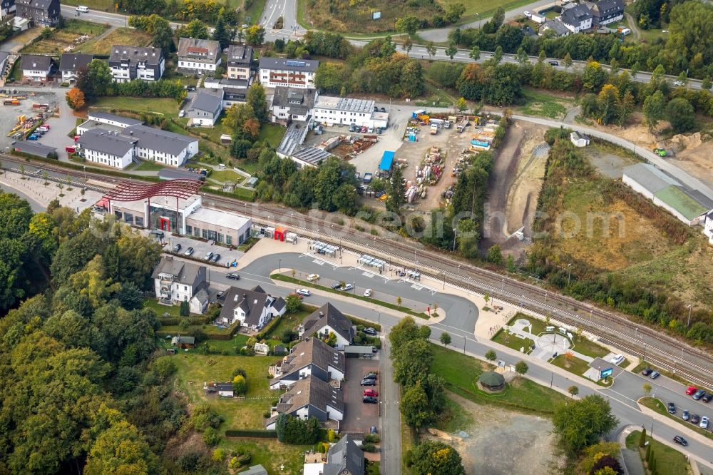 Aerial photograph Winterberg - Station railway building of the Deutsche Bahn in Winterberg in the state North Rhine-Westphalia, Germany