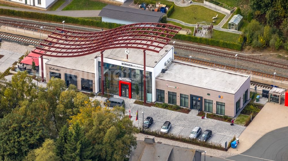 Winterberg from the bird's eye view: Station railway building of the Deutsche Bahn in Winterberg in the state North Rhine-Westphalia, Germany