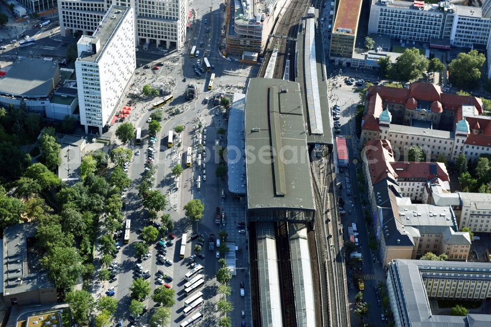 Berlin from above - Station railway building of the Deutsche Bahn in the district Charlottenburg in Berlin, Germany