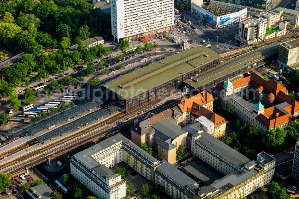 Berlin from above - Station railway building of the Deutsche Bahn in the district Charlottenburg in Berlin, Germany