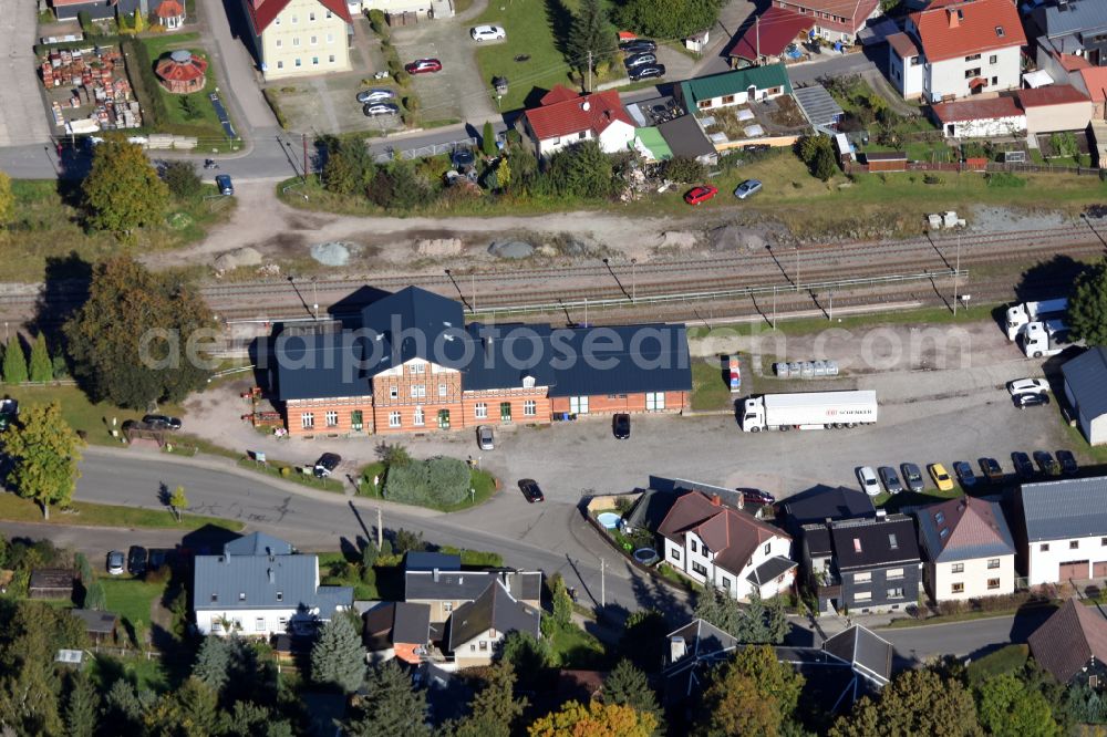 Aerial photograph Elgersburg - Train station railway building in Elgersburg in the state Thuringia, Germany