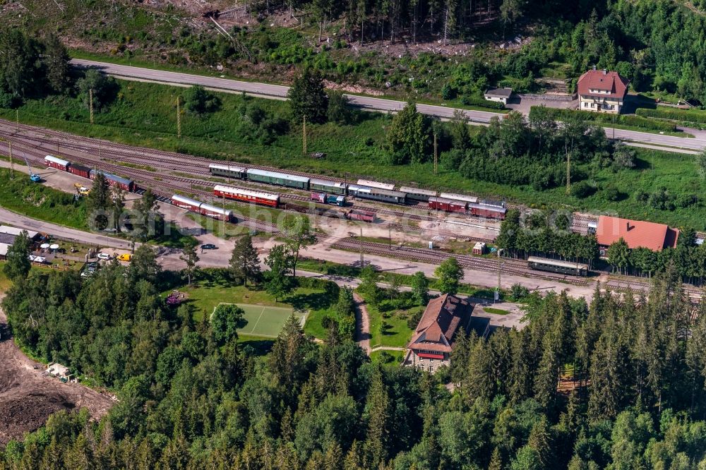 Seebrugg from the bird's eye view: Train station railway building Museumsbahnhof Seebrugg in Seebrugg in the state Baden-Wuerttemberg, Germany