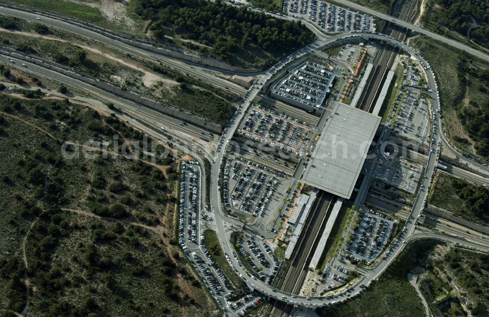 Aix-en-Provence from above - Station railway building of SNCF in Aix-en-Provence in Provence-Alpes-Cote d'Azur, France