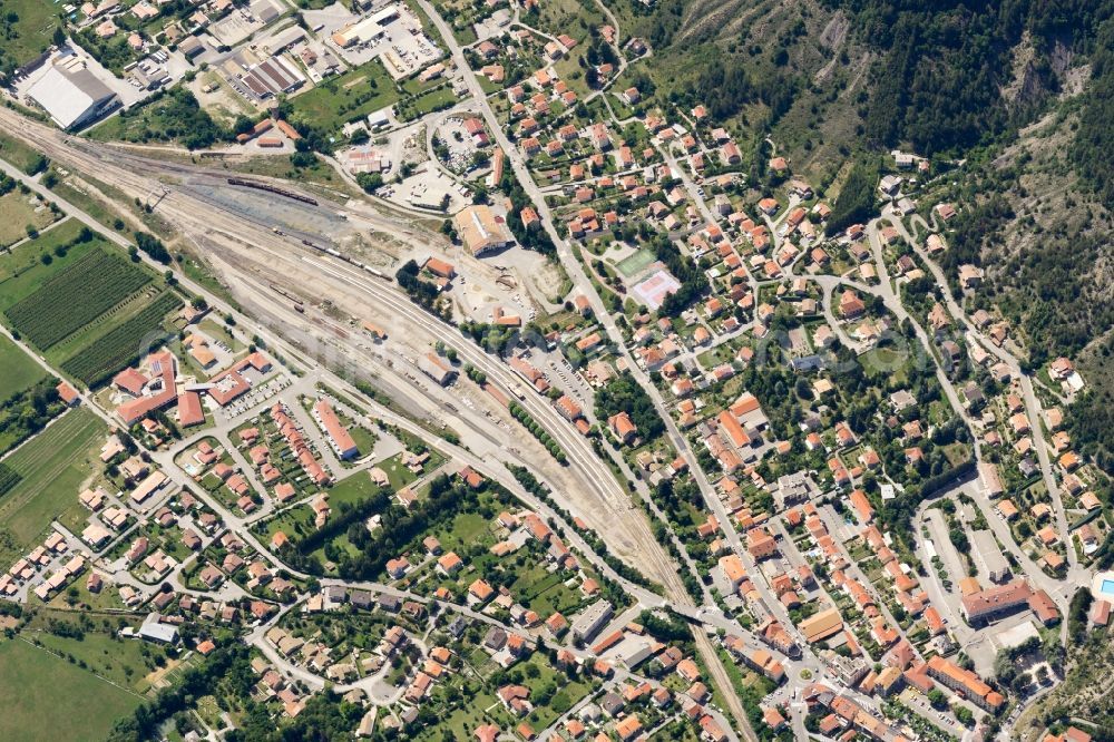 Aerial image Veynes - Station railway building in Veynes in Provence-Alpes-Cote d'Azur, France