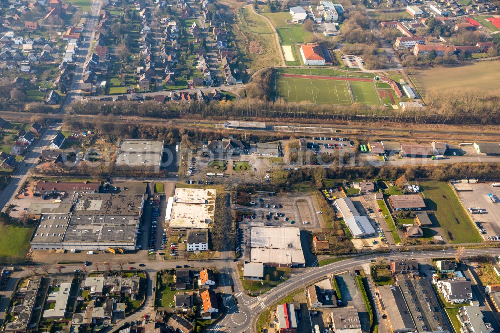 Aerial image Werne - Train station railway building in Werne at Ruhrgebiet in the state North Rhine-Westphalia, Germany