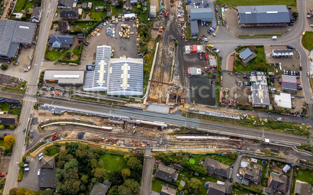 Haldern from the bird's eye view: Station railway building of Haldern and company building in the state of North Rhine-Westphalia