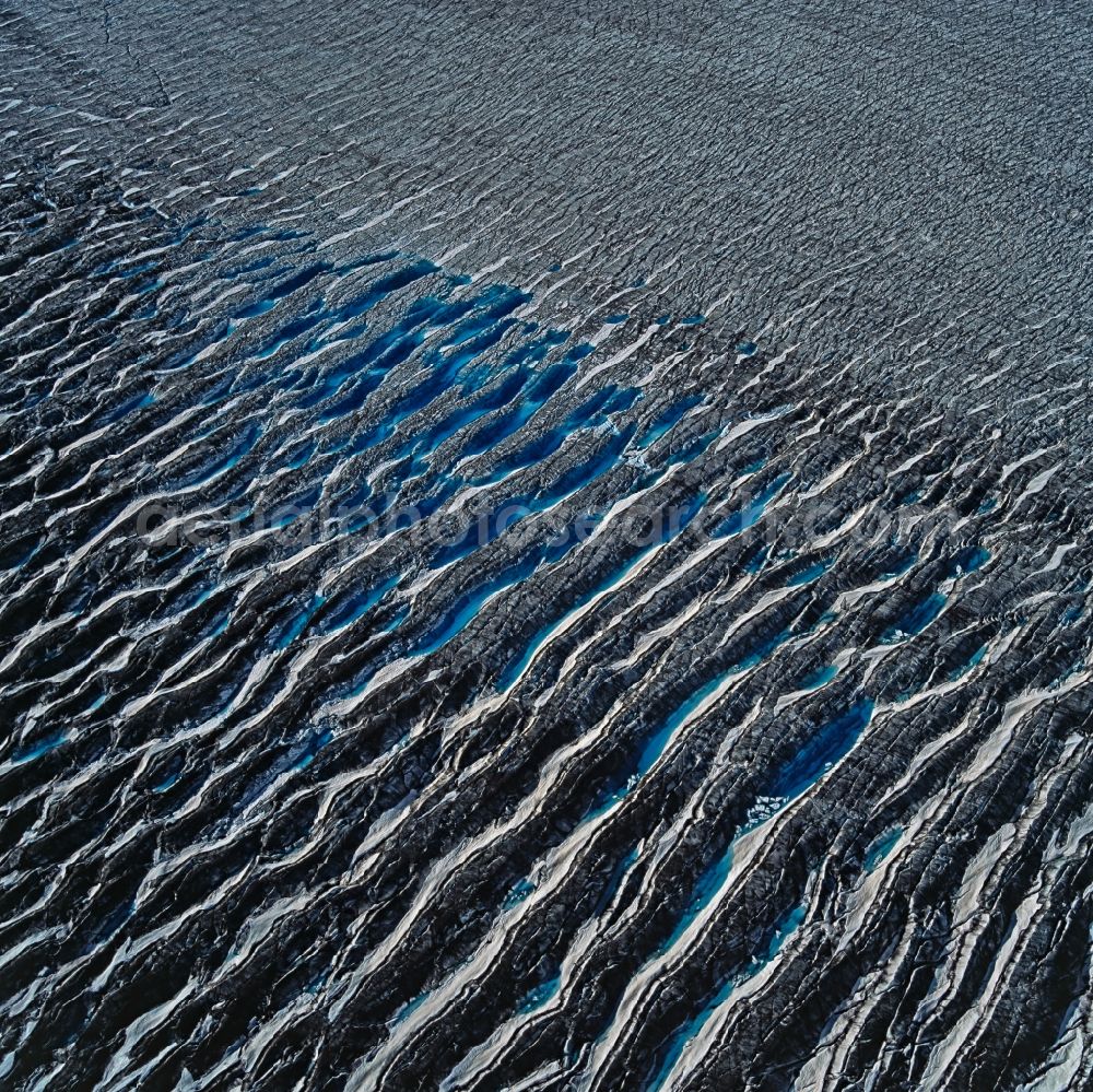 Alaska from the bird's eye view: White ice glacial landscape Bering Glacier in Alaska in United States of America