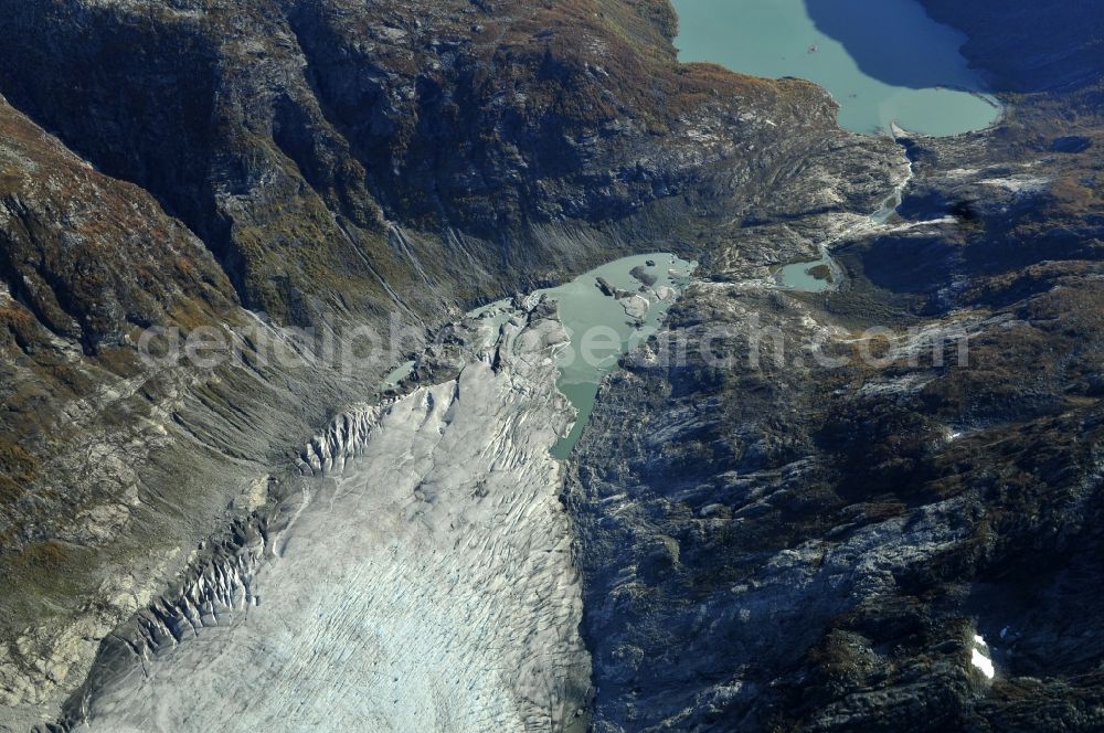 Aerial image Luster - View of the glacier tongue Niggardsbreen near the municipality of Luster in the province of Sogn og Fjordane in Norway