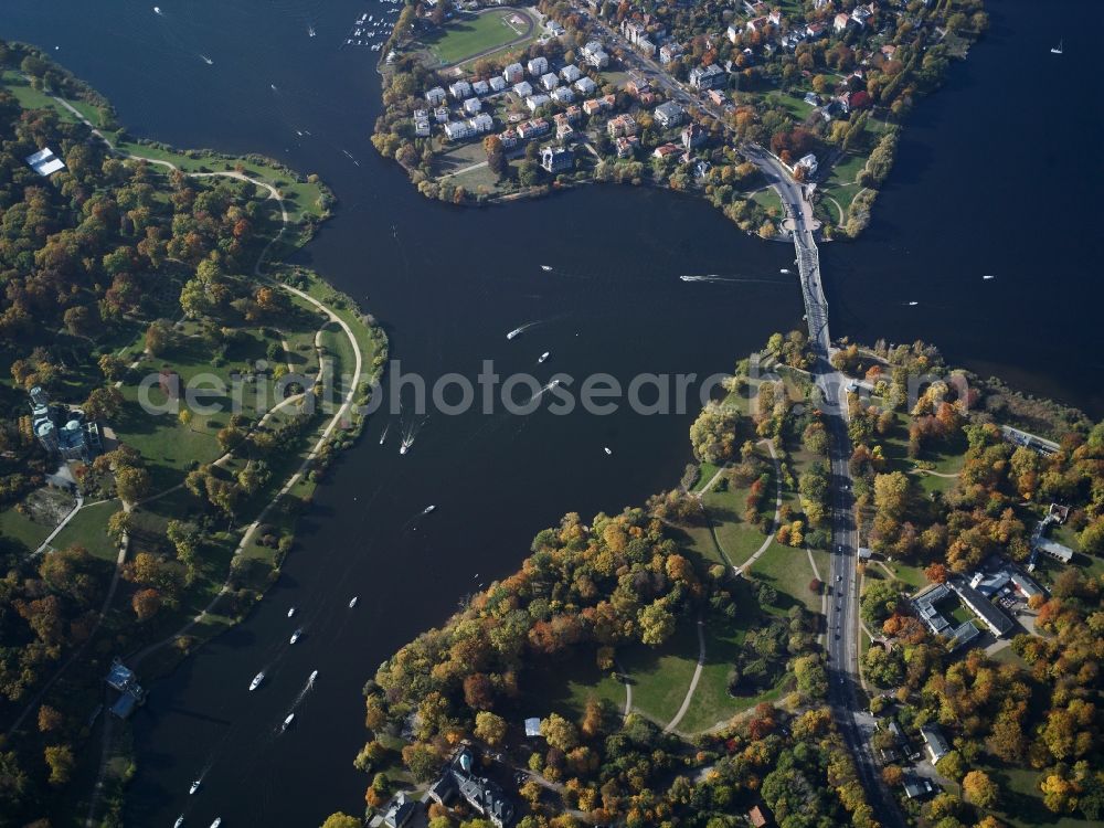 Aerial image Potsdam - The Glienicke bridge across the Havel in Potsdam in Brandenburg